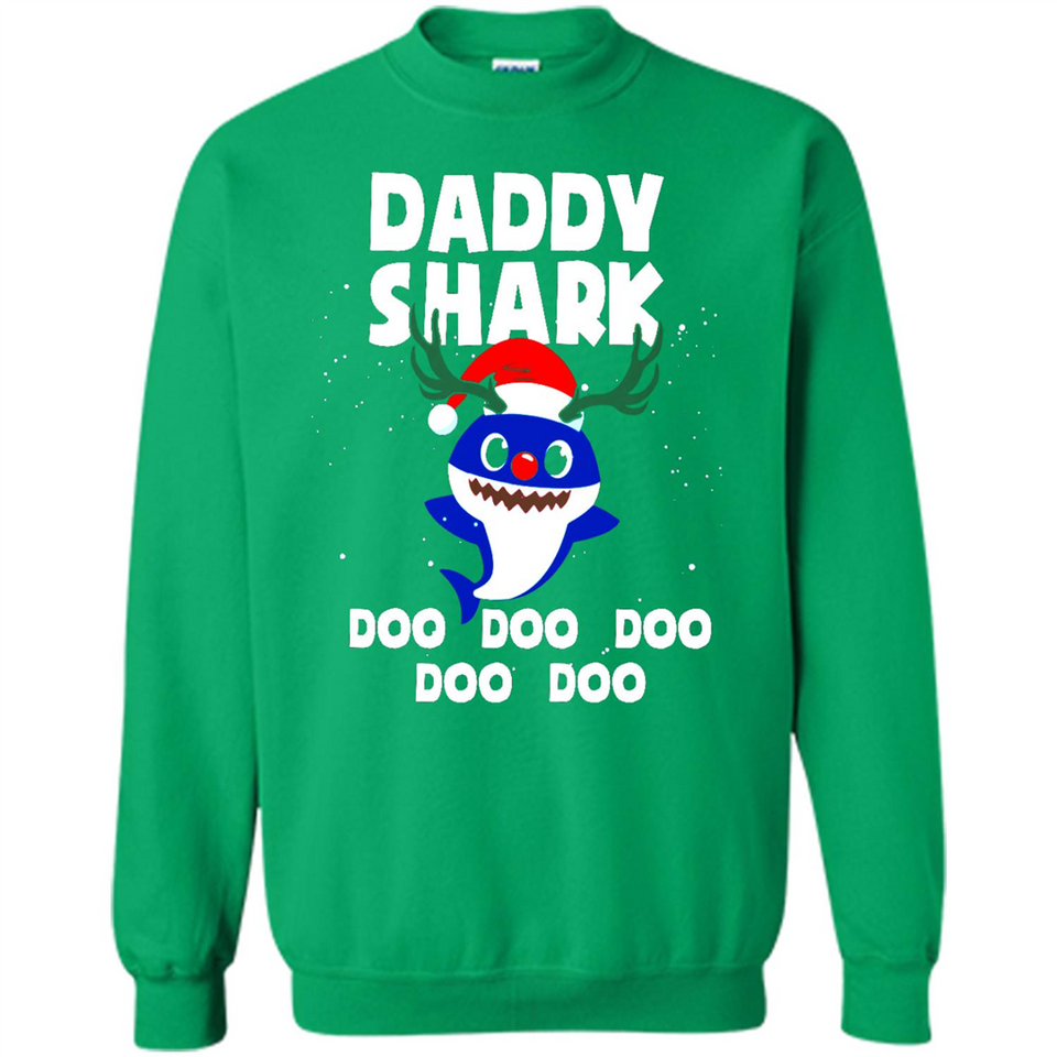 Daddy Shark Costume Reindeer Funny Christmas T-Shirt - Sweatshirt