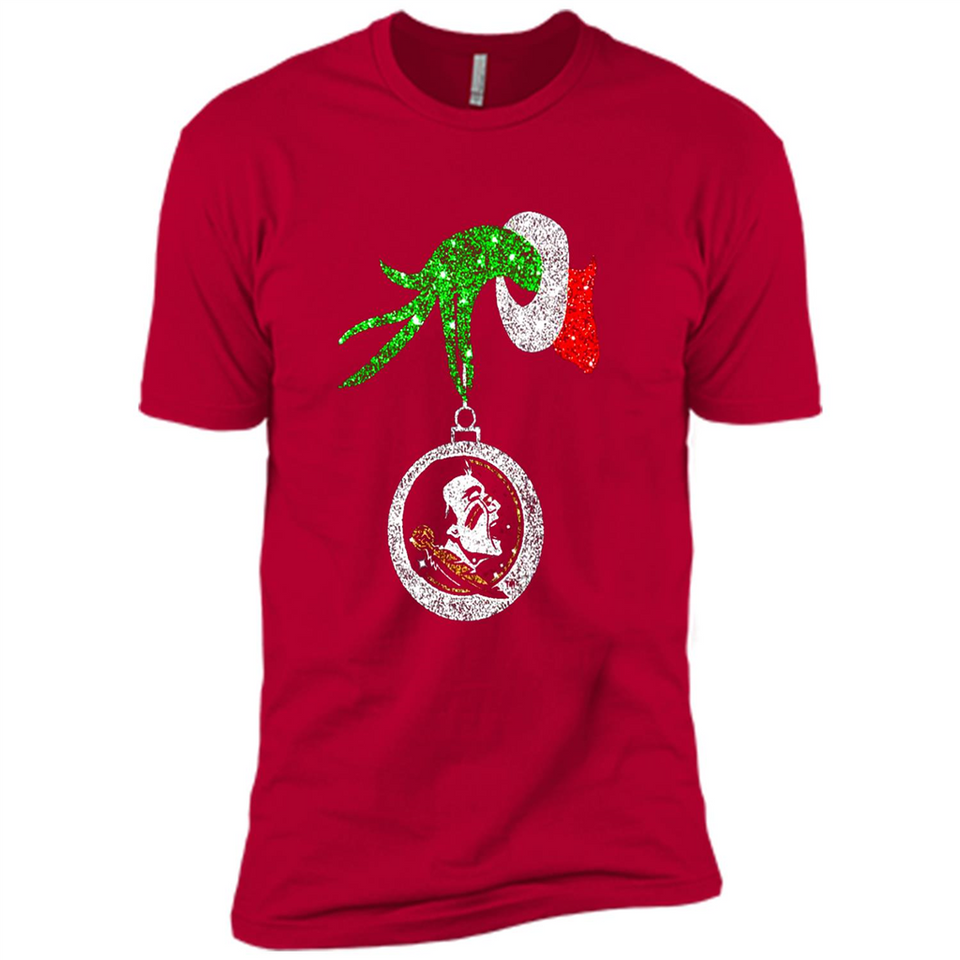 Amazing Florida State Seminoles Glitter Grinch Monogram Ornament Christmas Gift - Premium Short Sleeve T-Shirt