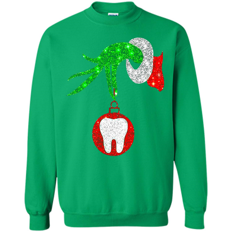 Christmas Nurse Grinch hand holding clinic dental ornament - Sweatshirt