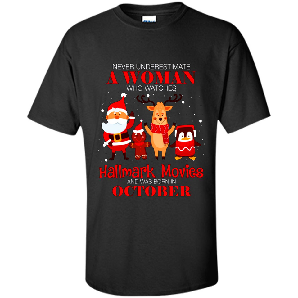 Never Underestimate An October Woman Watches Hallmark Movies Sweatshirt PINGPONG