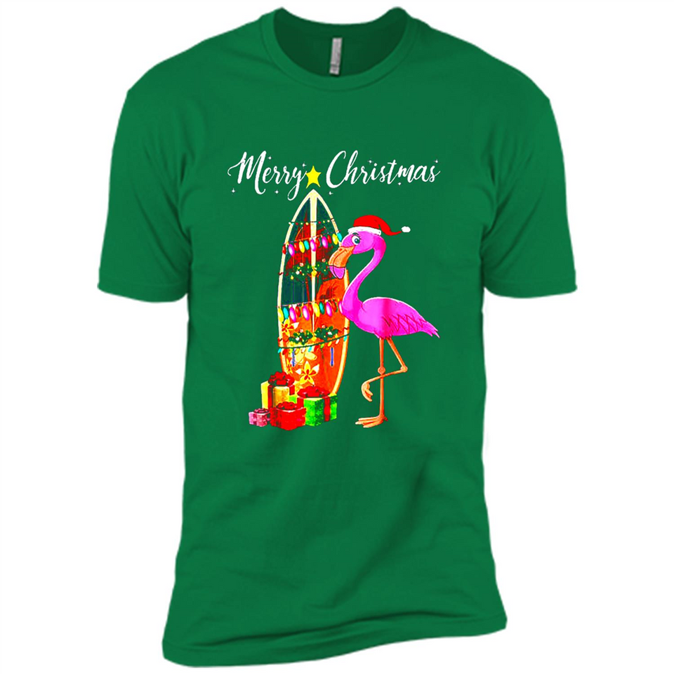 Flamingo Christmas Shirt, Merry Christmas Shirt , Flamingo - Premium Short Sleeve T-Shirt
