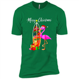 Flamingo Christmas Shirt, Merry Christmas Shirt , Flamingo - Premium Short Sleeve T-Shirt