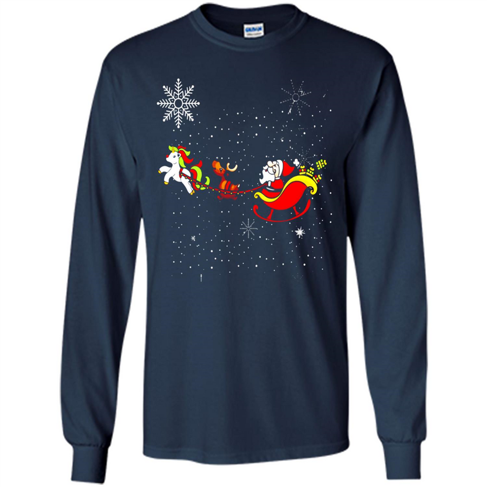 Christmas Unicorn Rudolph and Santa - Long Sleeve T-Shirt