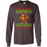 Merry Thankmas Ugly Xmas Thanksgiving Turkey Sweatshirt - Long Sleeve T-Shirt