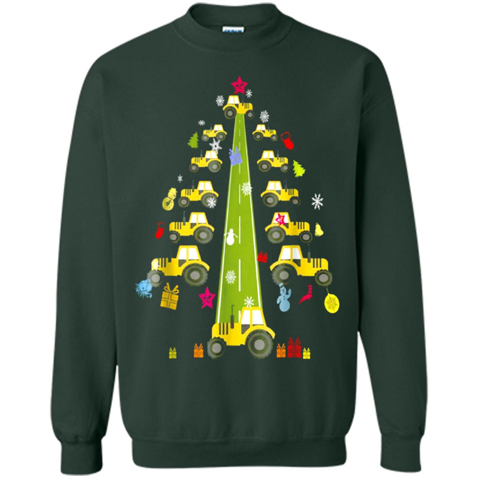 Tractor Car Christmas Tree T-shirt For Drivers