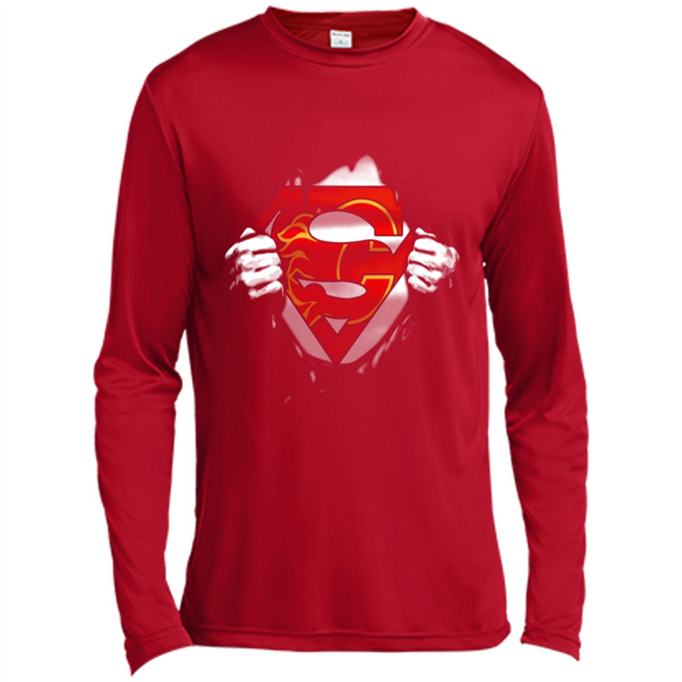 Calgary Flames And Superman Fans - Canvas Long Sleeve T-Shirt