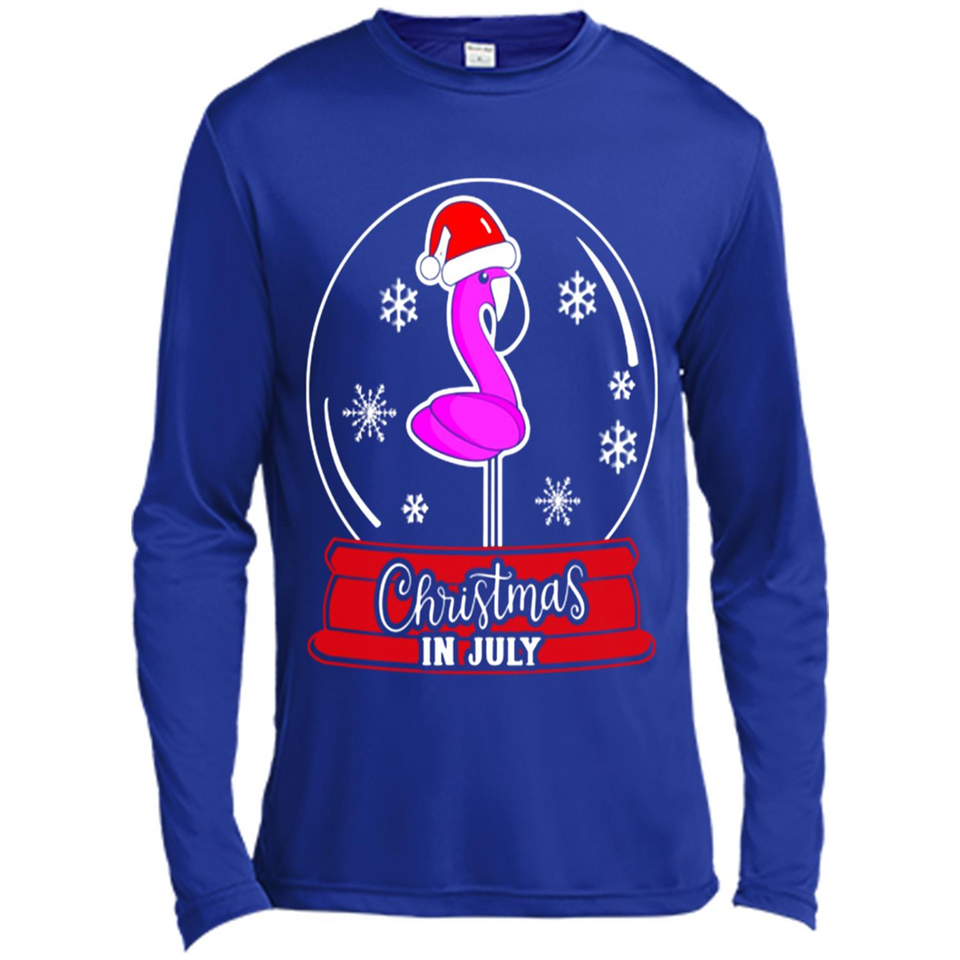 Christmas In July Flamingo Snow Globe Santa Hat - Canvas Long Sleeve T-Shirt