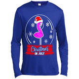 Christmas In July Flamingo Snow Globe Santa Hat - Canvas Long Sleeve T-Shirt