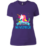 Unicorns are born in November Birthday Rainbow Gift Ladies Custom