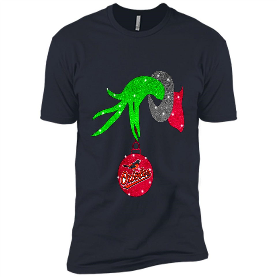 GRINCH HAND HOLDING BALTIMORE ORIOLES GLITTER CHRISTMAS PINGPONG