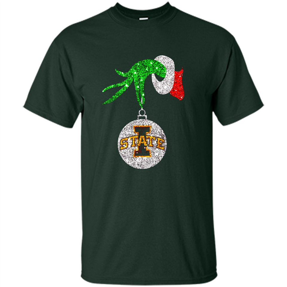 Amazing Iowa State Cyclones Glitter Grinch Monogram Ornament Christmas Gift - Shirt