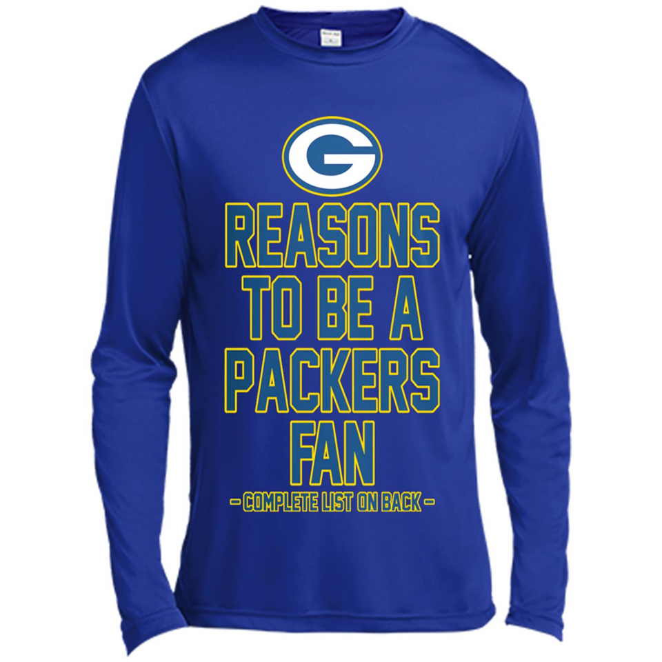 Reasons to be a Green Bay Packers Fan Complete List on Back - Canvas Long Sleeve T-Shirt