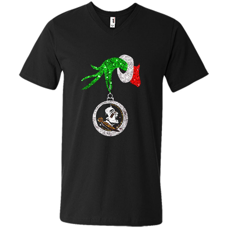 Amazing Florida State Seminoles Glitter Grinch Monogram Ornament Christmas Gift - Men's V-Neck
