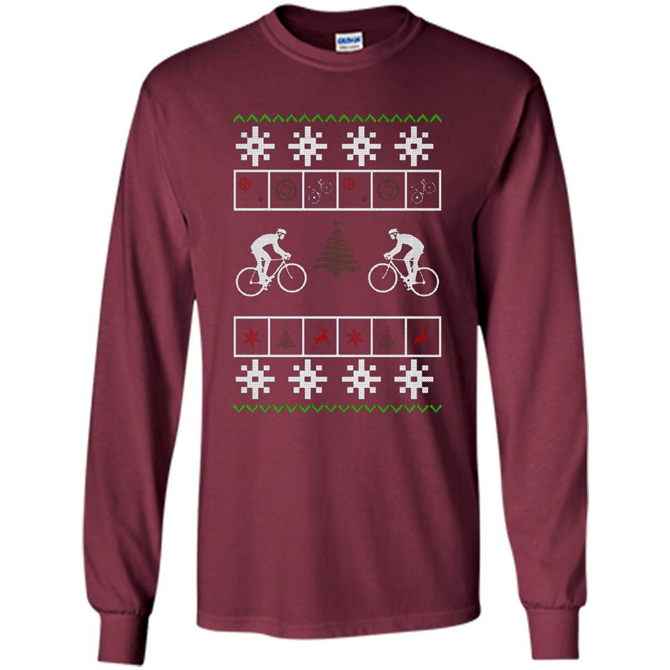 Christmas Ugly Sweater Cycling - Best Ugly Christmas Sweater - Long Sleeve T-Shirt