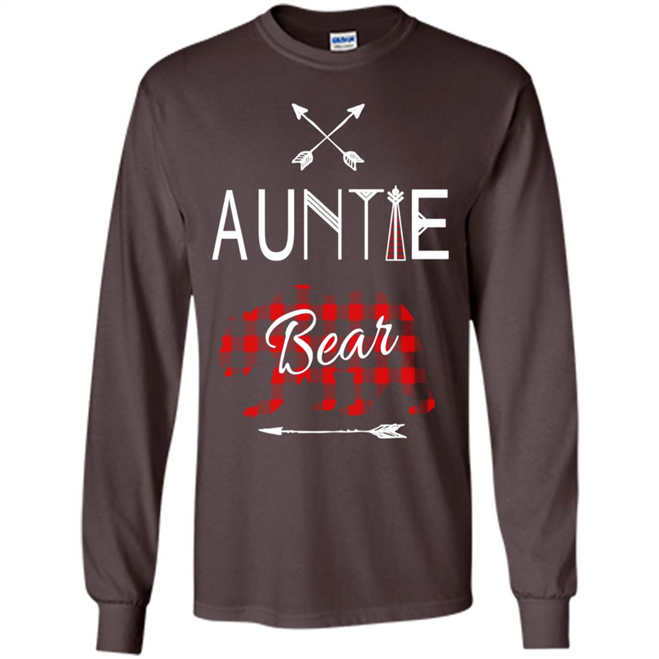Aunt Shirt Buffalo Plaid Family Camp Bear Tee - Long Sleeve T-Shirt