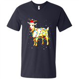 Christmas Lights Goat Wearing Santa Hat T-Shirt - Men's V-Neck