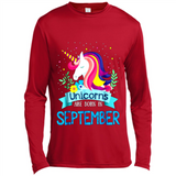 Unicorns are born in September Birthday Rainbow Gift Ladies Custom