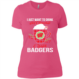 I Just Want To Drink Hot Chocolate & Watch Wisconsin Badgers Ugly Christmas Sweater PINGPONG