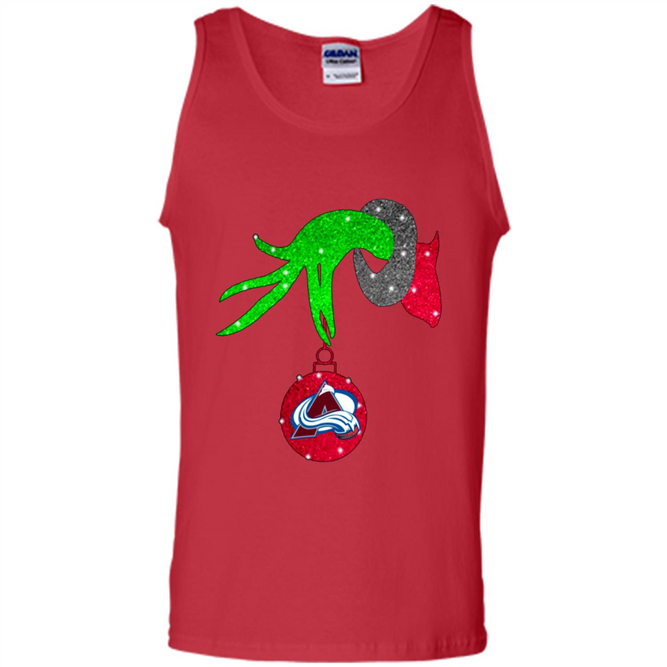 GRINCH HAND HOLDING COLORADO AVALANCHE GLITTER CHRISTMAS PINGPONG