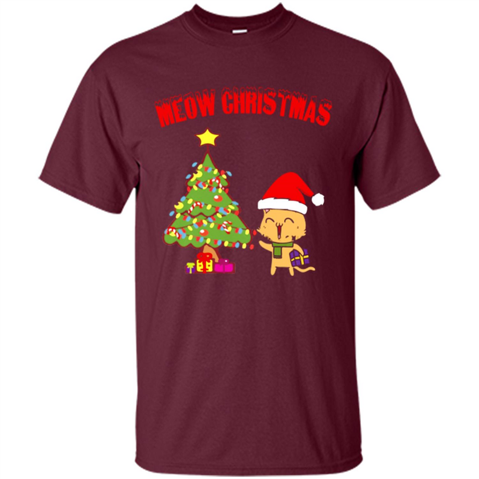 Meow merry christmas- cat and pine merry christmas - Shirt