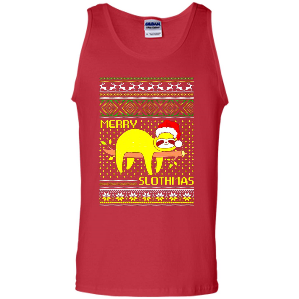 Merry Slothmas Sloth Christmas Sweater PINGPONG - Tank Top