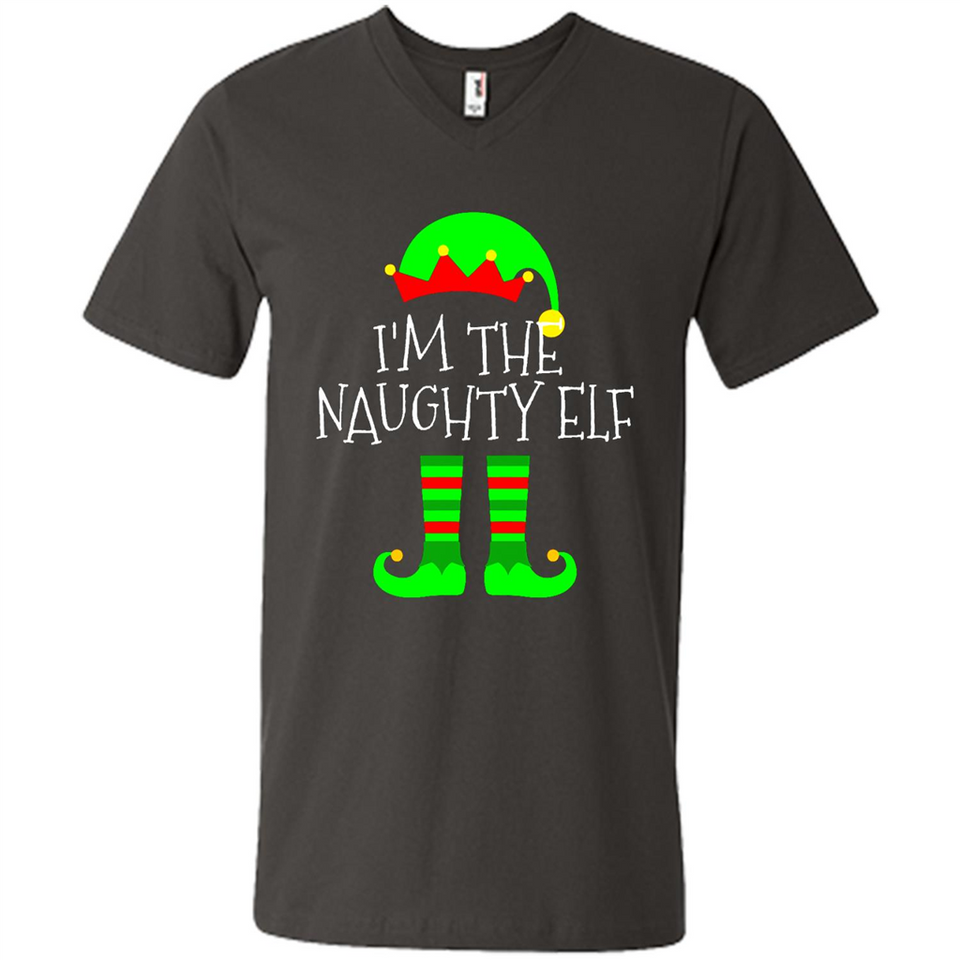 Matching Family Christmas Shirt Funny I'm The Naughty Elf Black mugs PINGPONG - Men's V-Neck