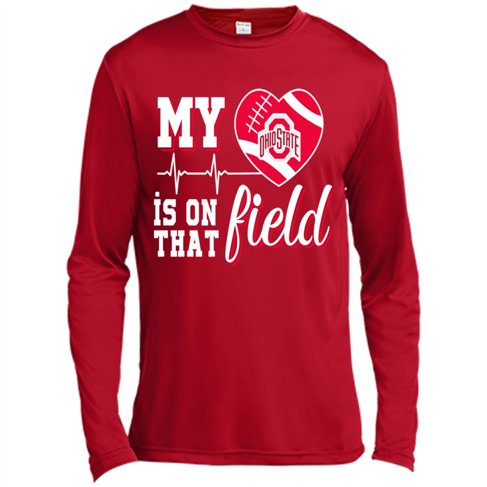 Ohio State Buckeyes Football My Heart is on that Field - Canvas Long Sleeve T-Shirt