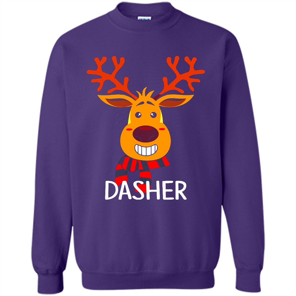 Dasher Reindeer Santa Claus Funny Xmas Holiday T-Shirt - Sweatshirt