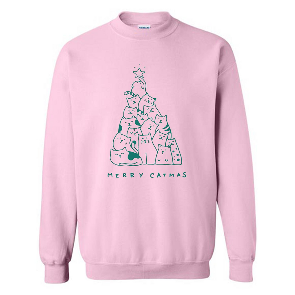 Merry Catmas Funny Cat Christmas Tree Sweatshirt - Sweatshirt