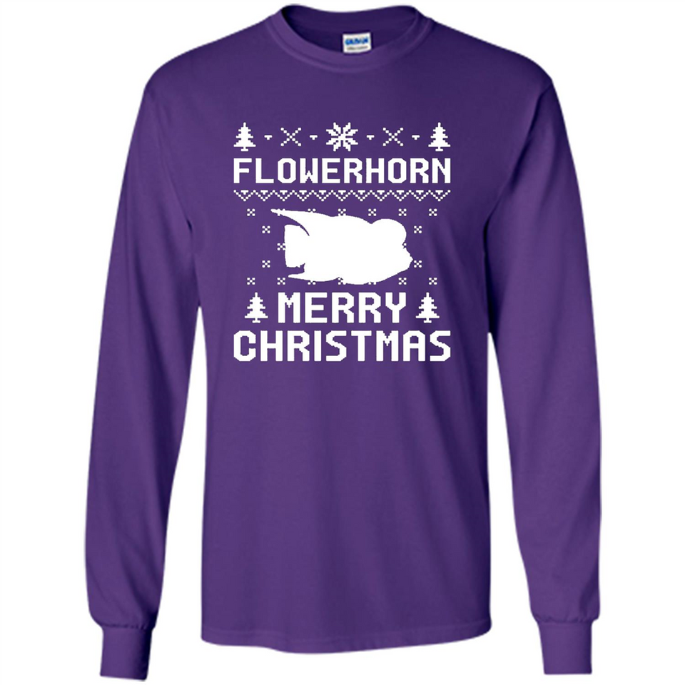 Flowerhorn Christmas T-shirt, Ugly Christmas Sweater - Long Sleeve T-Shirt