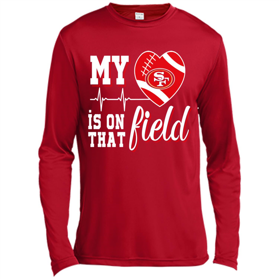 San Francisco 49ers Football My Heart is on that Field - Canvas Long Sleeve T-Shirt