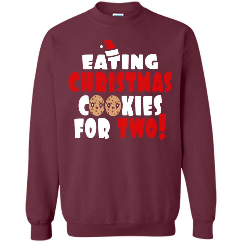 Womens Funny Eating Christmas Cookies For Two Pregnancy - Sweatshirt