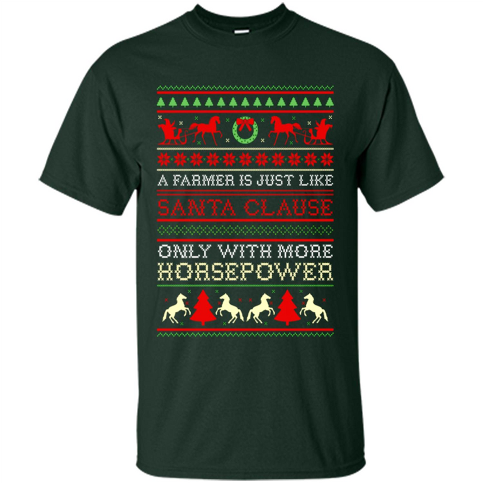 Funny Farmers Gift Ugly Santa Claus Horsepower - Shirt