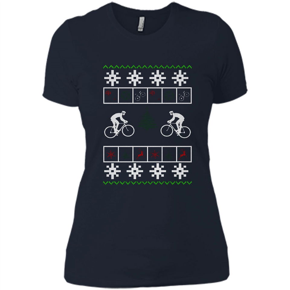Christmas Ugly Sweater Cycling - Best Ugly Christmas Sweater - Ladies' Boyfriend T-Shirt