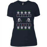 Christmas Ugly Sweater Cycling - Best Ugly Christmas Sweater - Ladies' Boyfriend T-Shirt