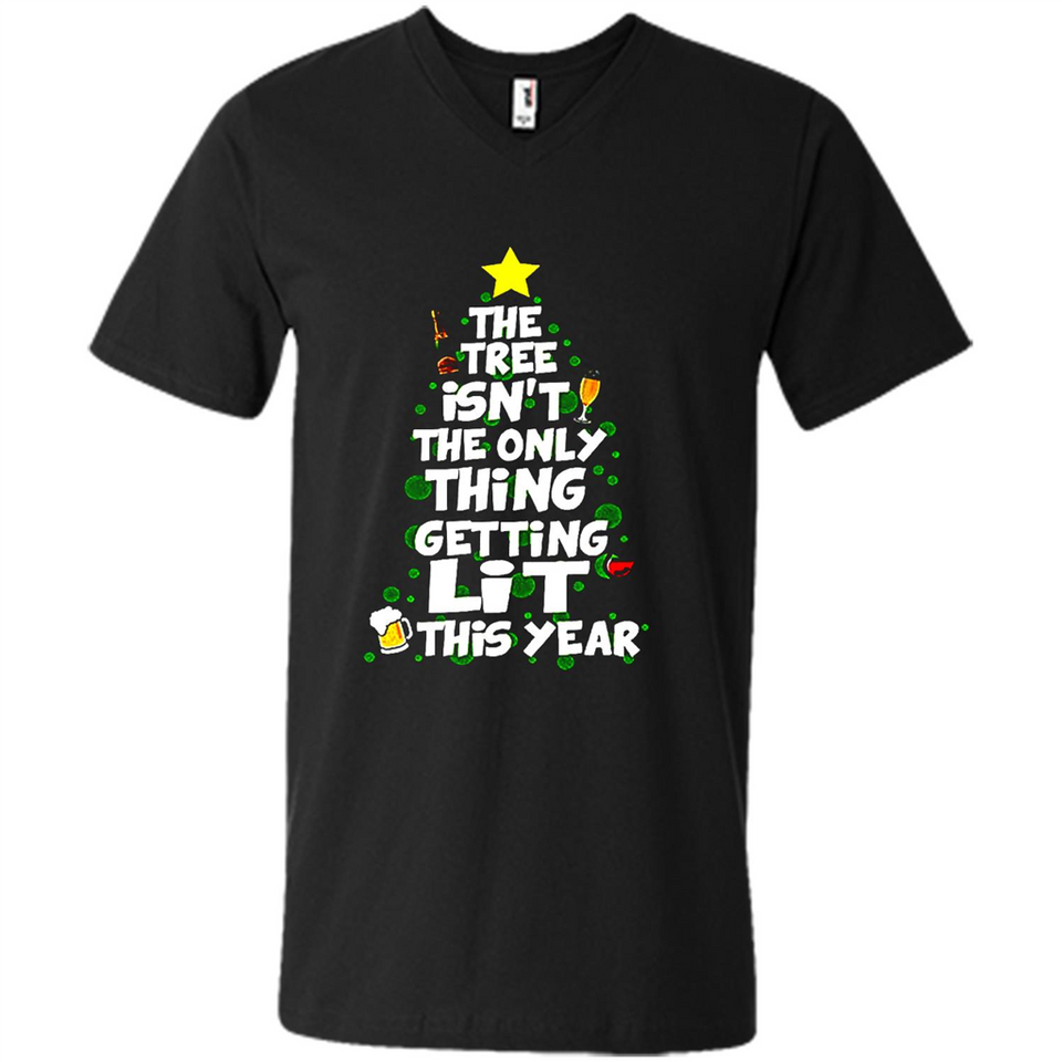 Funny Christmas Tree Drinking Sweatshirt Adult Boozy Festive - Men's V-Neck