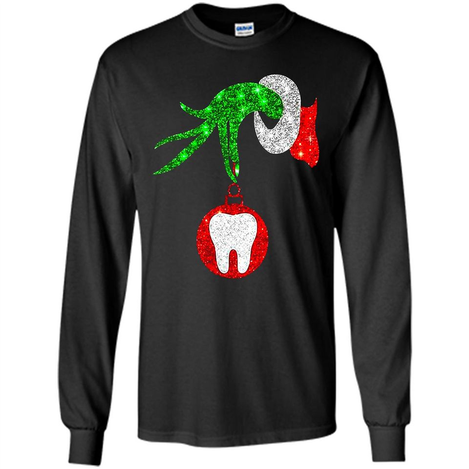 Christmas Nurse Grinch hand holding clinic dental ornament - Long Sleeve T-Shirt