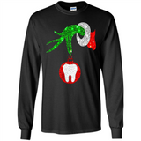 Christmas Nurse Grinch hand holding clinic dental ornament - Long Sleeve T-Shirt