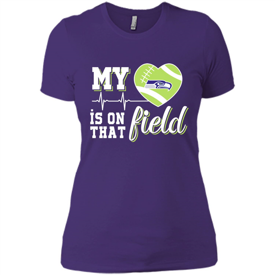 Seattle Seahawks Football My Heart is on that Field - Ladies' Boyfriend T-Shirt