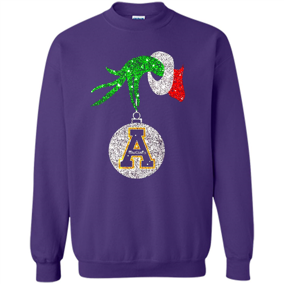 Funny Appalachian State Mountaineers Glitter Grinch Monogram Ornament Christmá - Sweatshirt