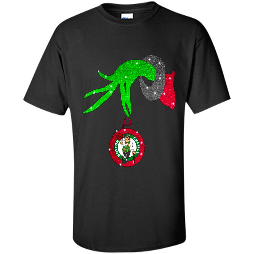 GRINCH HAND HOLDING BOSTON CELTICS NBA GLITTER CHRISTMAS PINGPONG