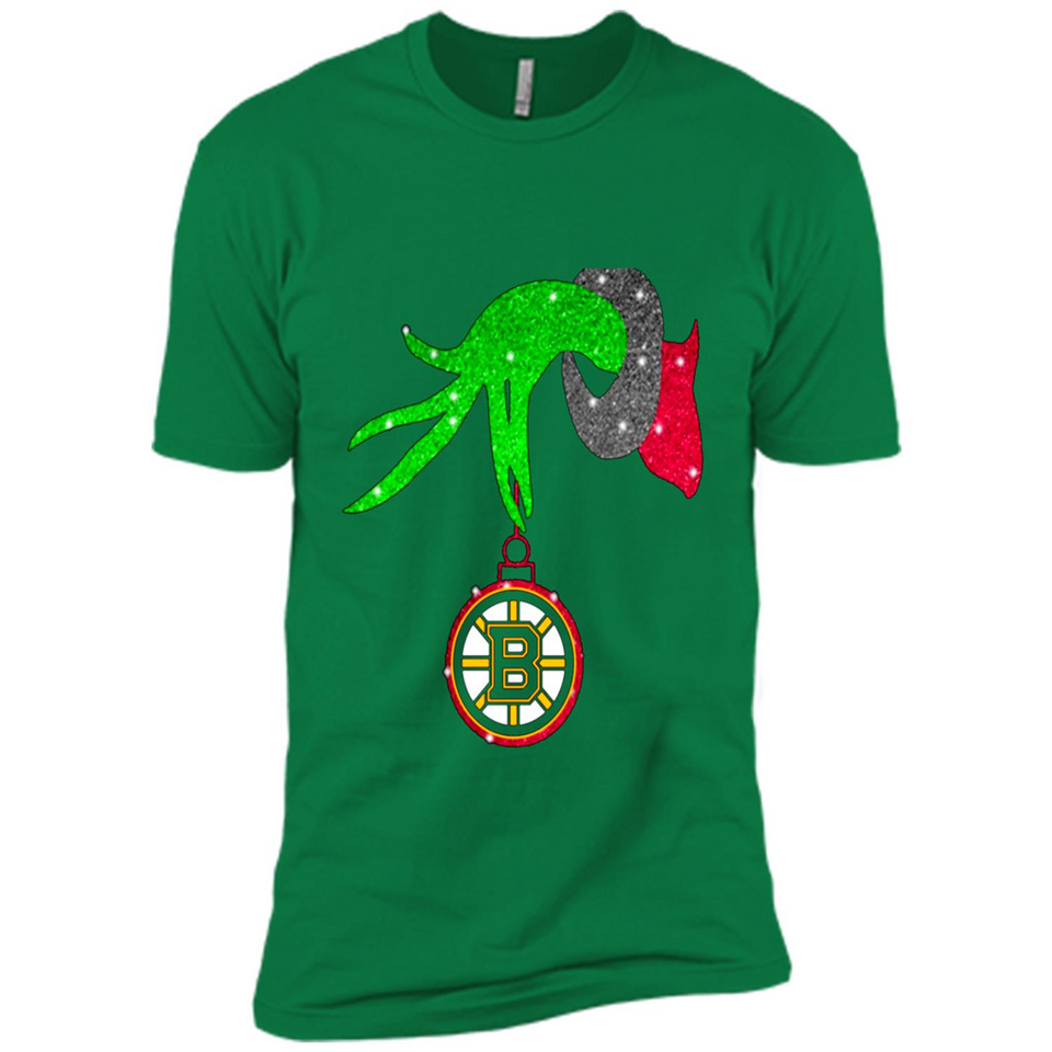 GRINCH HAND HOLDING BOSTON BRUINS GLITTER CHRISTMAS PINGPONG