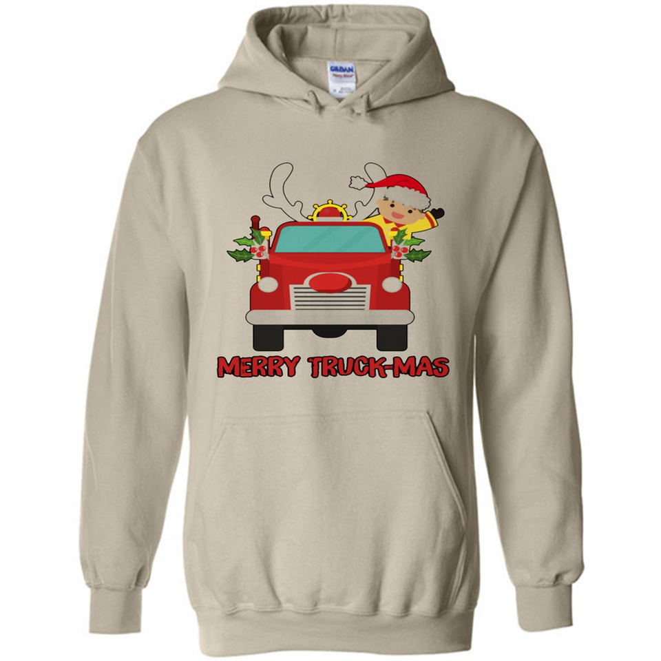 Merry Truck-Mas Christmas Fire Truck Cute Reindeer Sporty - Hoodie