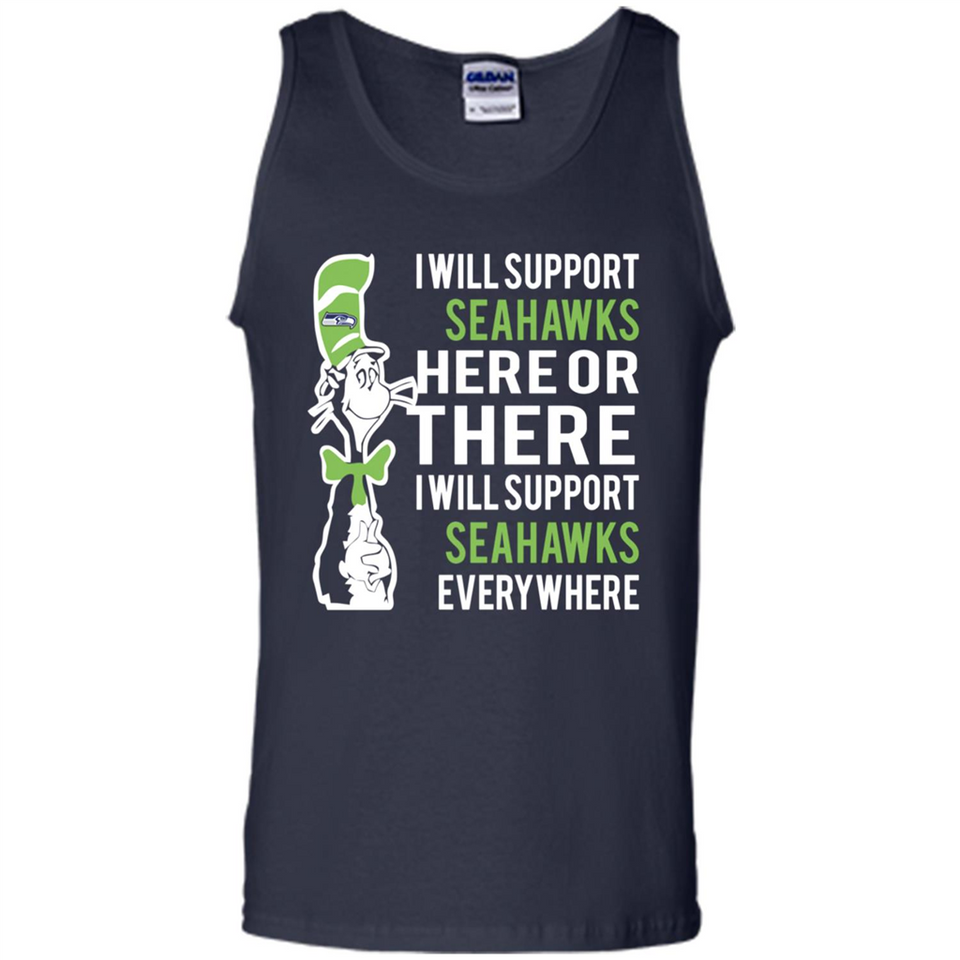 Shirt For Dr Seuss Cat And Seattle Seahawks Fans - Tank Top