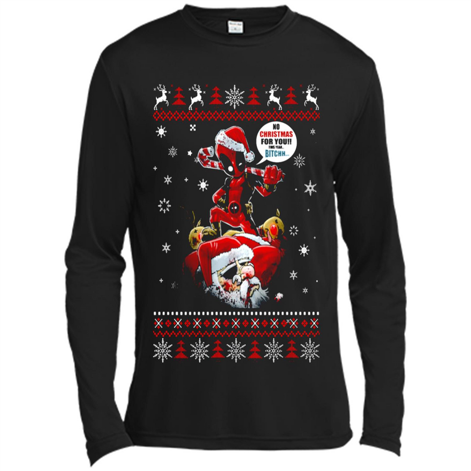 No Christmas for You – Deadpool Santa Claus Ugly Sweater - Canvas Long Sleeve T-Shirt