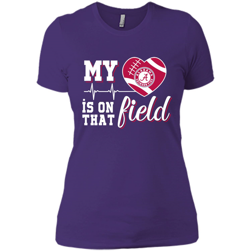 Alabama Crimson Football My Heart is on that Field - Ladies' Boyfriend T-Shirt