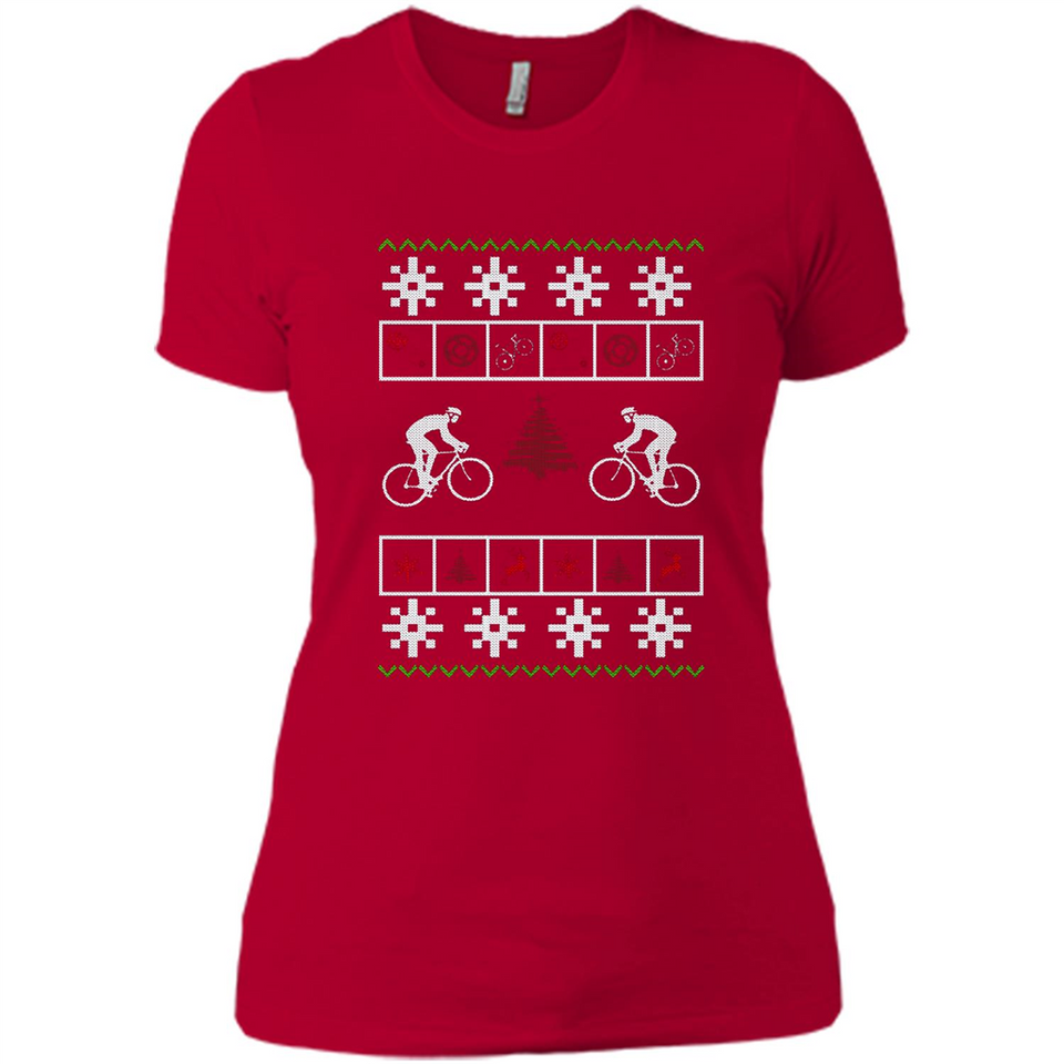 Christmas Ugly Sweater Cycling - Best Ugly Christmas Sweater - Ladies' Boyfriend T-Shirt