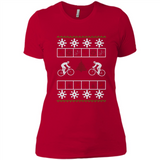 Christmas Ugly Sweater Cycling - Best Ugly Christmas Sweater - Ladies' Boyfriend T-Shirt