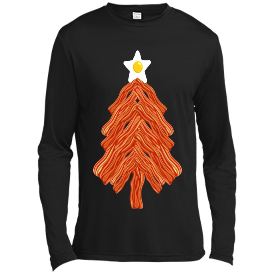 Bacon & Eggs Over Easy Fried Food Breakfast Xmas Tree Foodie - Canvas Long Sleeve T-Shirt