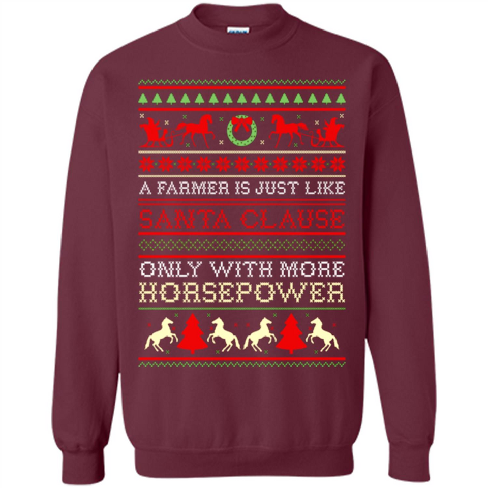 Funny Farmers Gift Ugly Santa Claus Horsepower - Sweatshirt